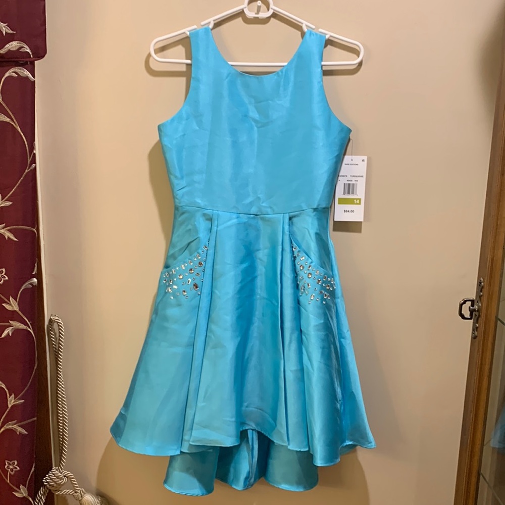 Rare, additions, turquoise dress, size 14